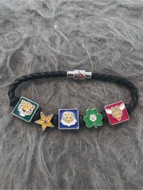 FIFA World Cup Boston Black Braided Charm Bracelet with Colorful Enamel Charms